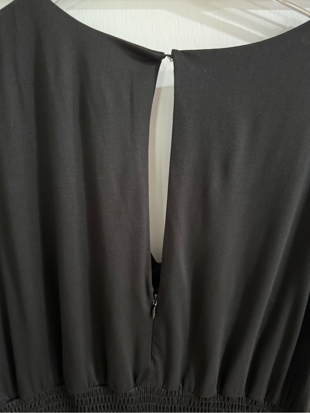 Anthro Hutch Black Wide-Leg Jumpsuit XL Smocked Waist V-Neck - Picture 7 of 10